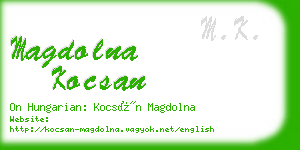 magdolna kocsan business card